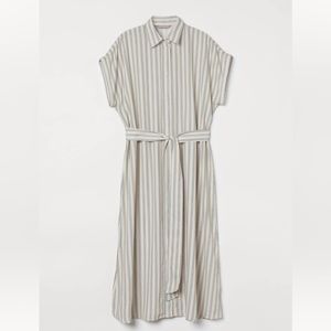 H&M Striped Cream and Gray Dress